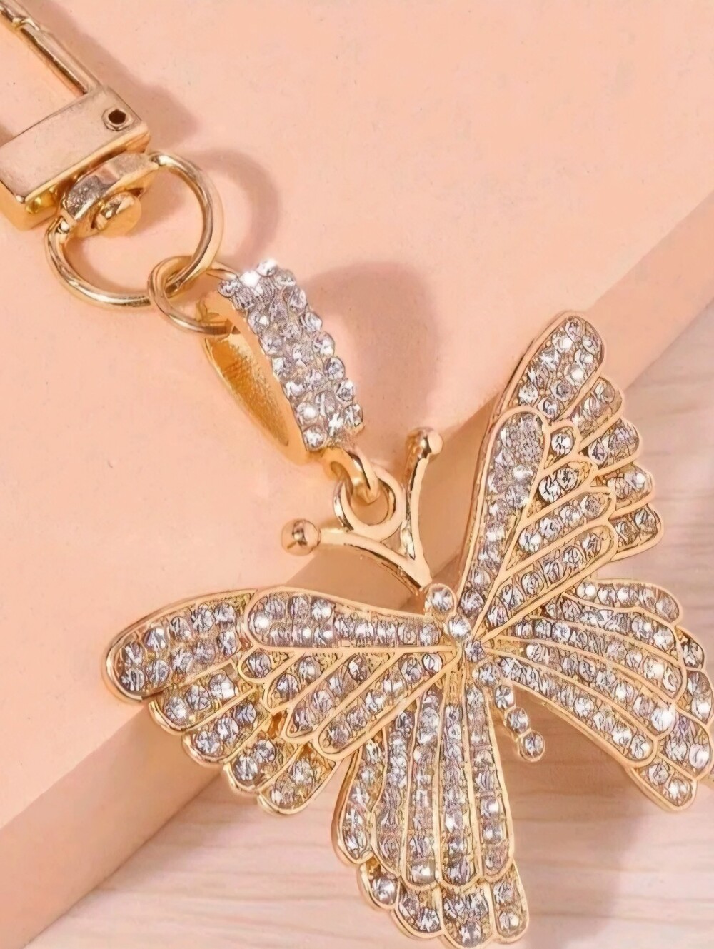 Crystal Butterfly Keychain Bag Charm - Silver SET OF 2